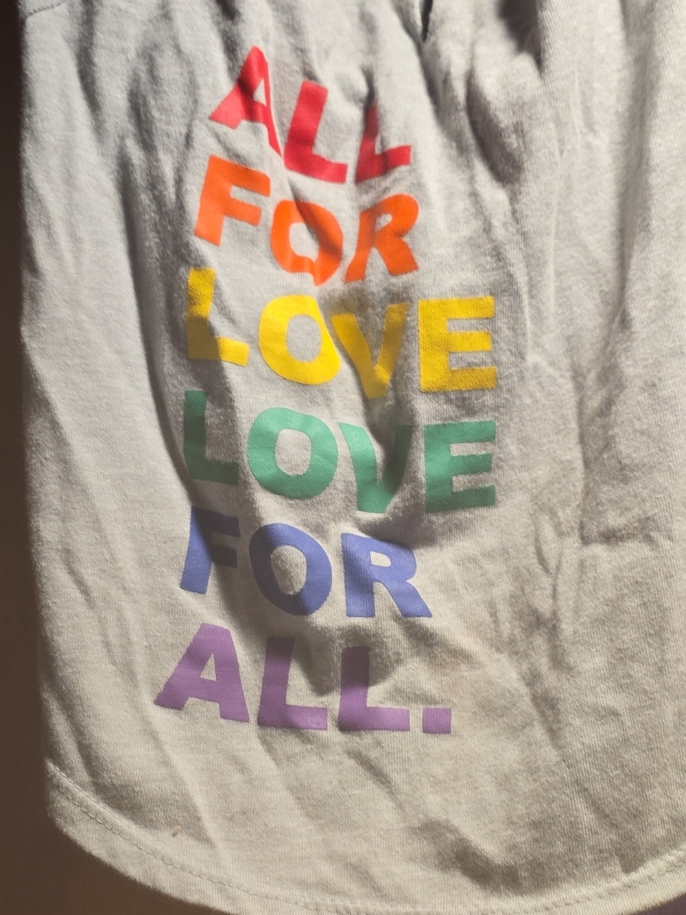 White Rainbow-Text Dog Tee - All For Love Size M